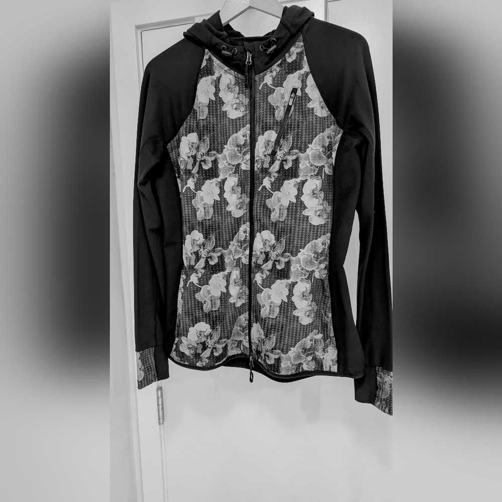 Black and Grey Floral Sweatshirt with Artistic Design